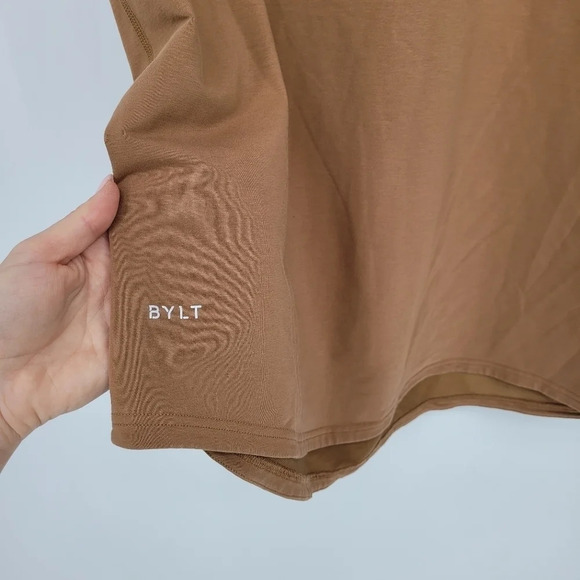 Bylt Lux Drop Cut T Shirt Mens Curved hem XXL Beige Short Sleeve - Picture 4 of 5